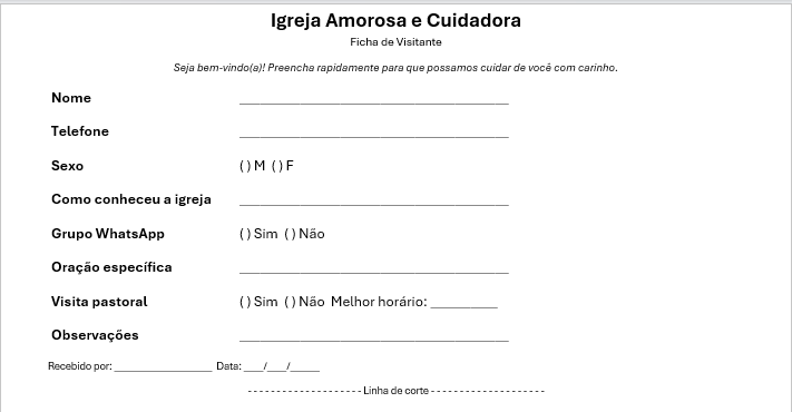 foto da ficha de visitantes